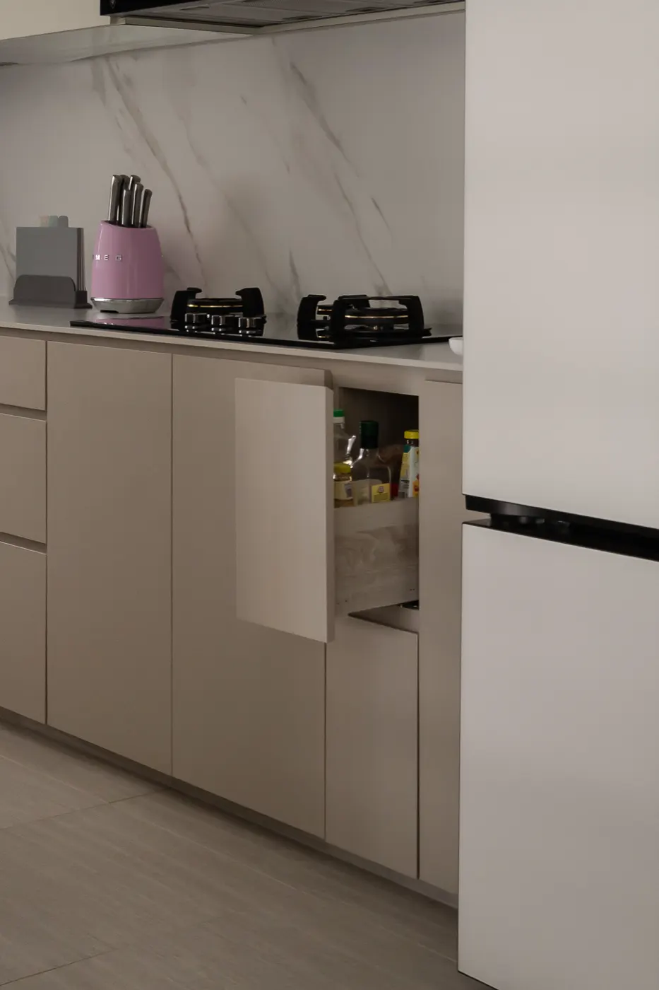 Kitchen with hidden appliance cabinet, 325A Tengah Garden Walk