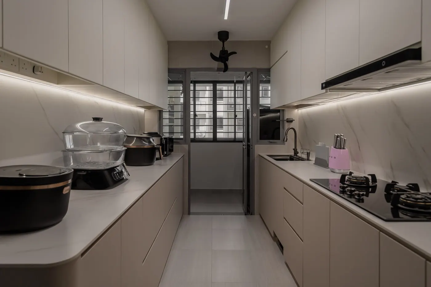 Galley kitchen in warm grey, 325A Tengah Garden Walk