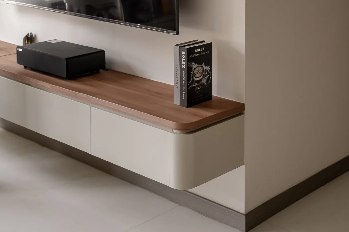 Floating TV console with timber top, 325A Tengah Garden Walk