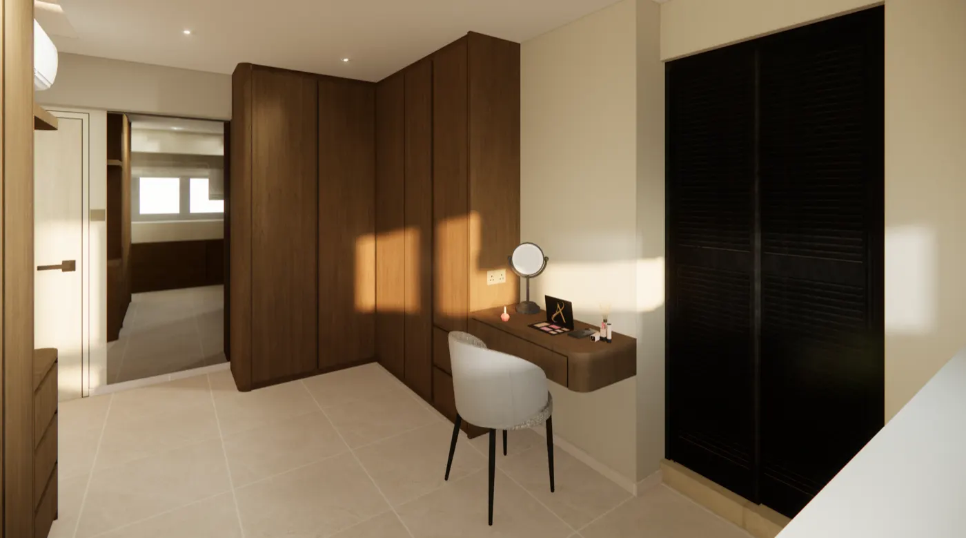 3D pre-design of a master bedroom, Serangoon North