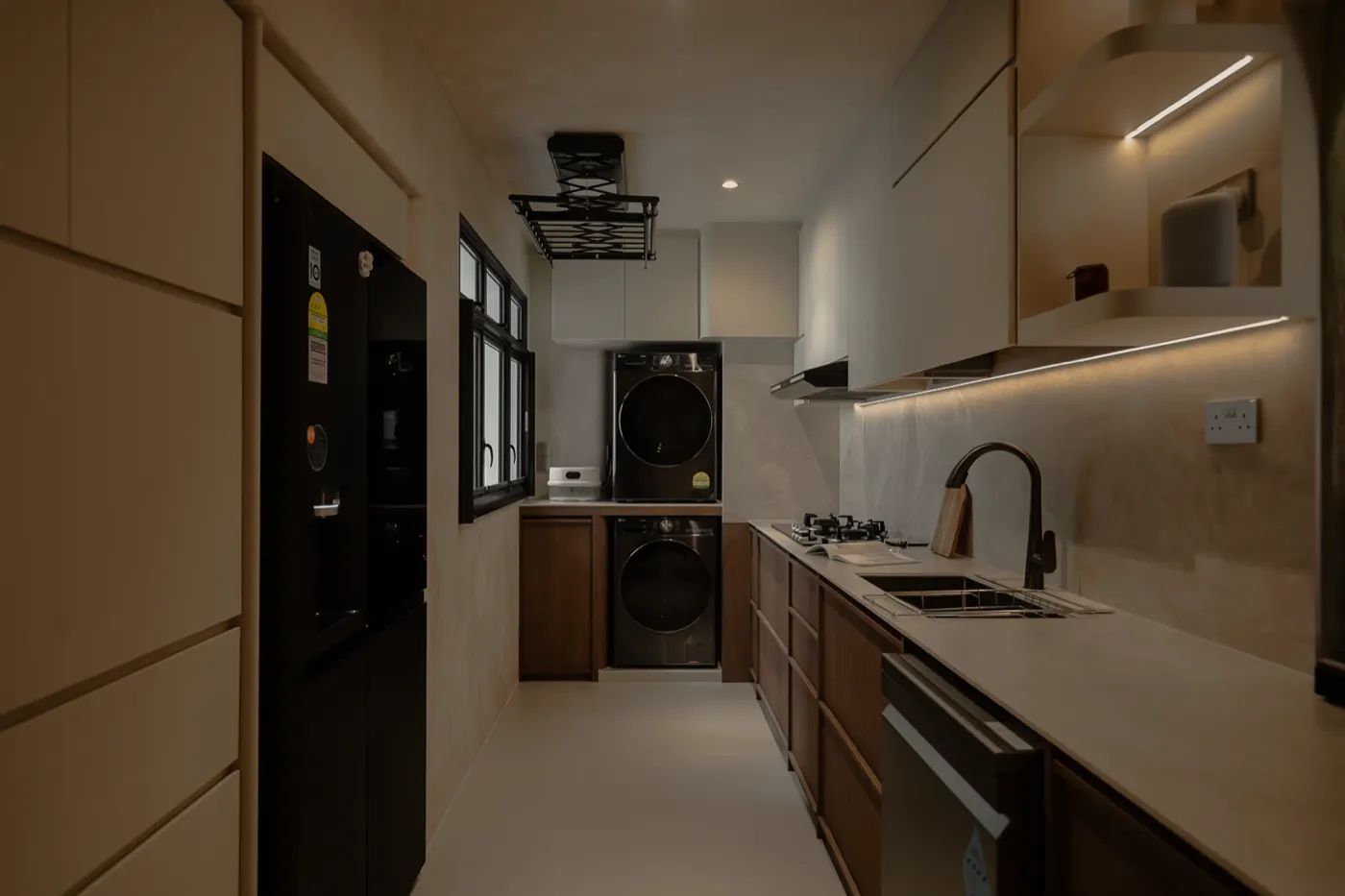 Galley kitchen in dark tones, 307B Tengah Drive