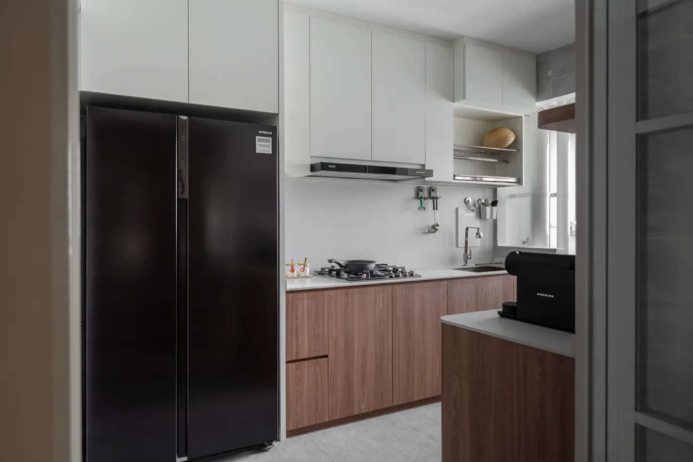 Kitchen with timber lower cabinets, Tengah Drive